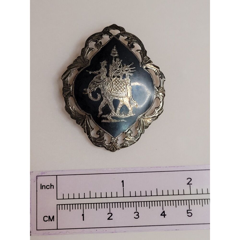 Siam Sterling Silver Niello Pin ~ Large